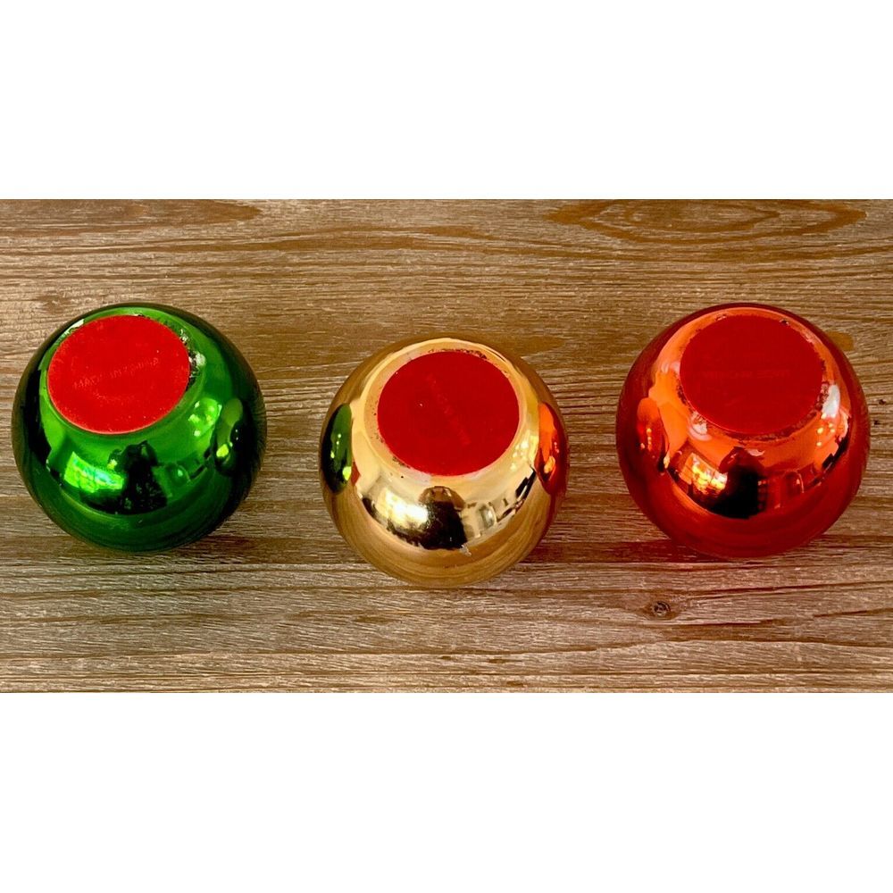 3 Vintage Metallic Ceramic Ball Ornament Votive Candle Holders Christmas Decor - Picture 4 of 5